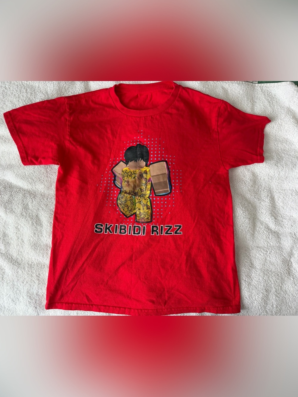Roblox Red 'Skibidi Rizz' Graphic Short Sleeve Tee